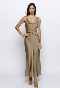 Emani Brown Satin Slip Dress