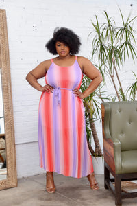 Emma Ombre Pleated Maxi Dress -Curvy