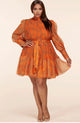 Fall Floral Orange Mini Dress